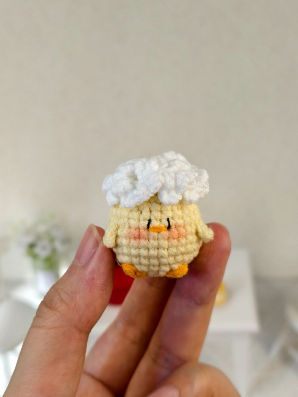 Handmade Amigurumi Crochet Tiny Chicken Plushie